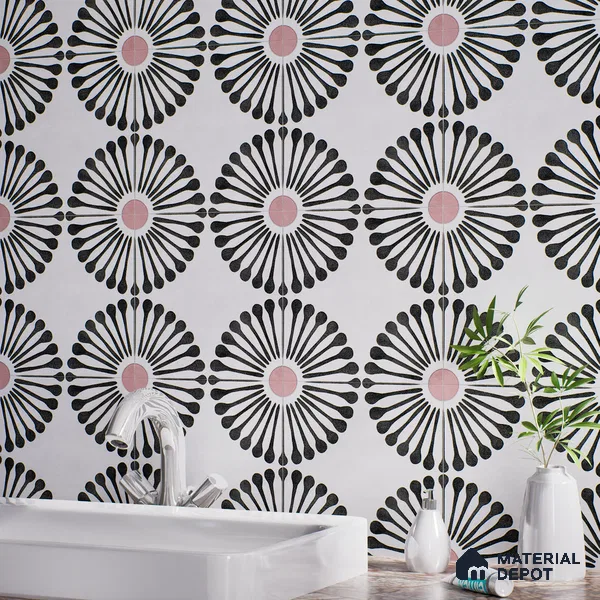 Floral Wall Tile TL 07245 Plana 4002 Granula 1 ft x 1 ft Ceramic Matte Finish - 9 mm  | 2 mm Spacer is Mandatory | Please Expect a Slight Variation of Pattern (Sample)